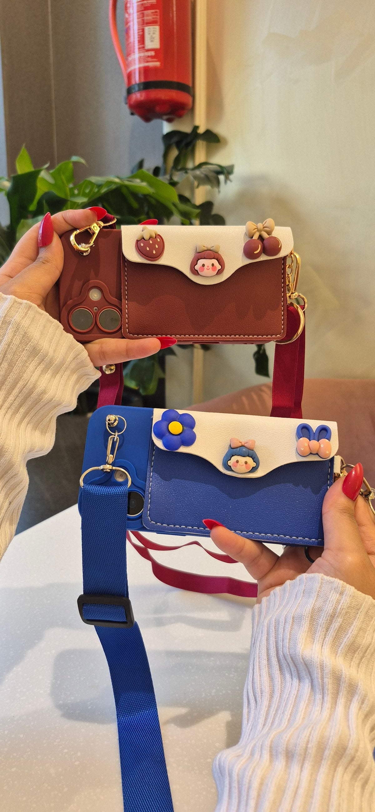 Fashion flower girls leather phone case wallet bag