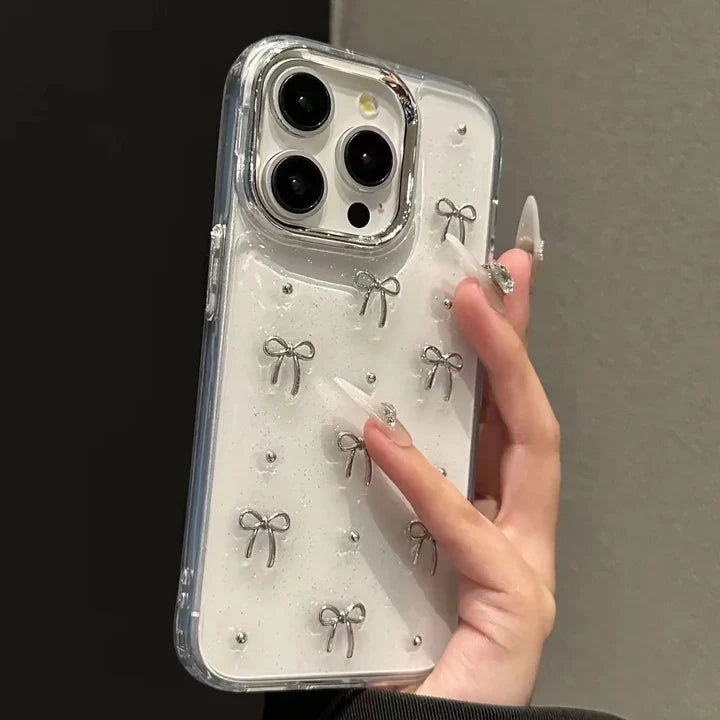 Transparent Glitter Bow iPhone Case