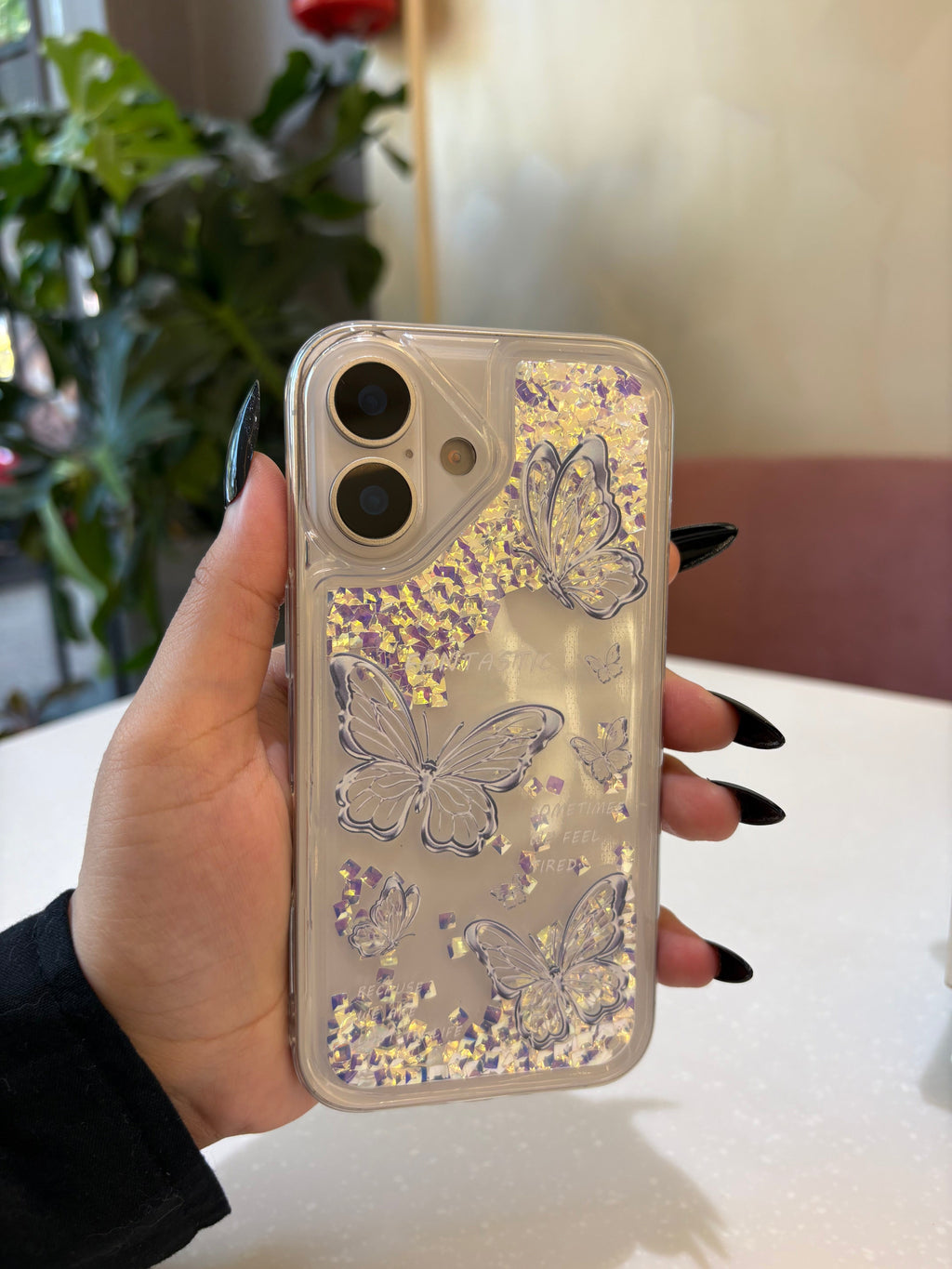 Crystal Butterfly Quicksand Glitter Case
