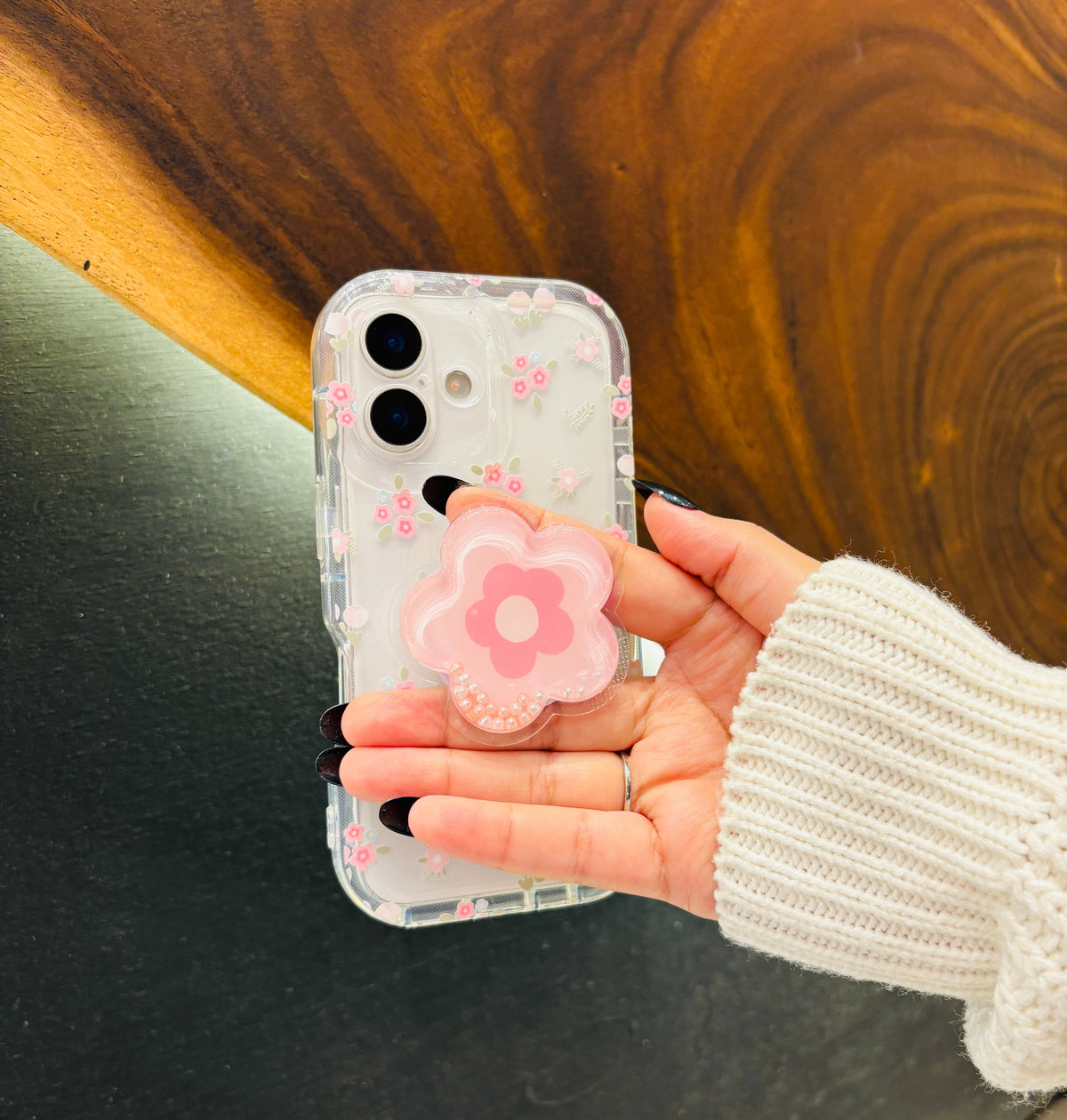 Summer Floral iPhone Case – Soft Matte Pastel Aesthetic Cover with QuickSand Holder