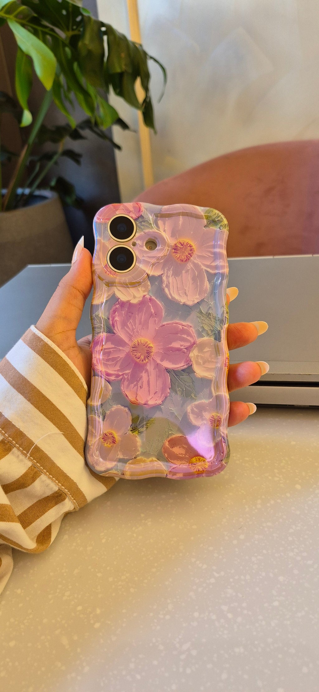 Pink Blossom Oil Painting Flower iPhone Mobile Case