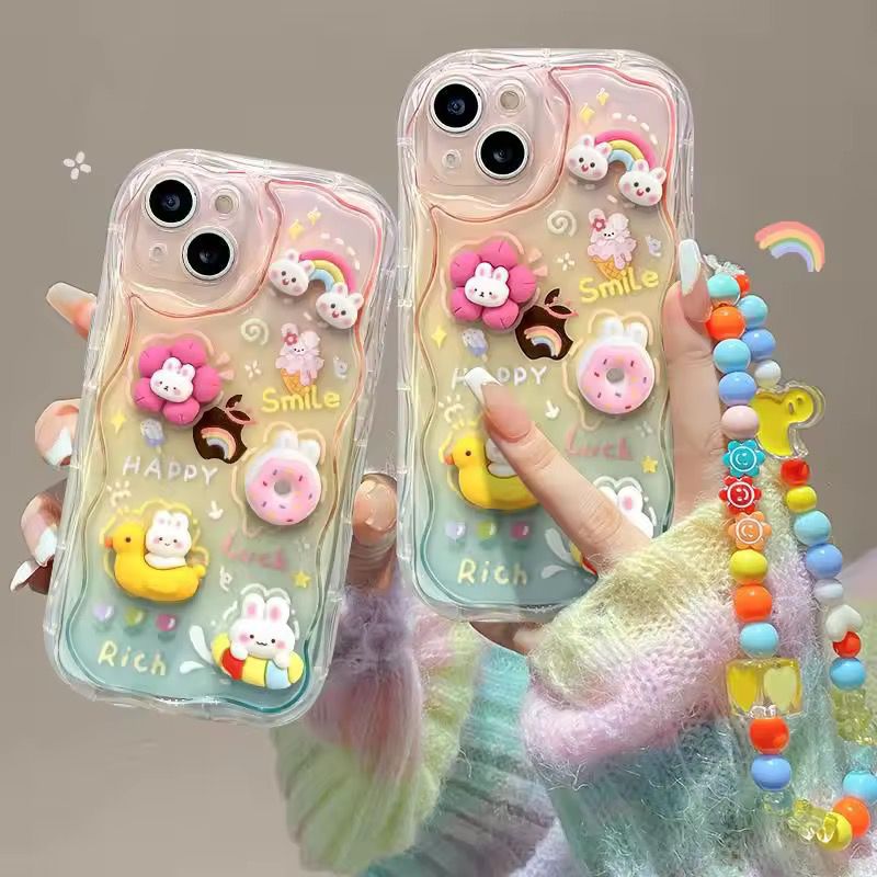 Curvy Edge Clear iPhone Case with Charm – Trendy & Protective