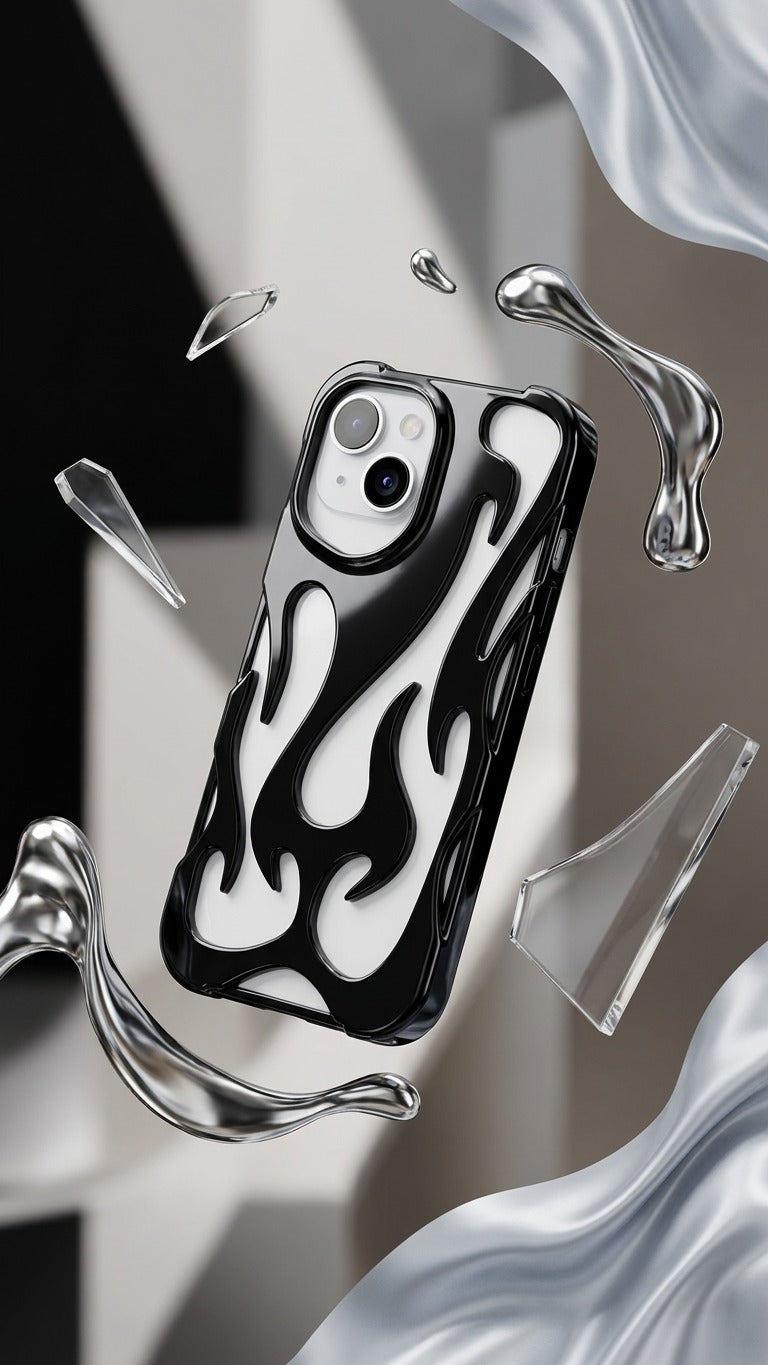 Flame Shaped 3D Plating Hollow Out Breathable Cooling iPhone Case