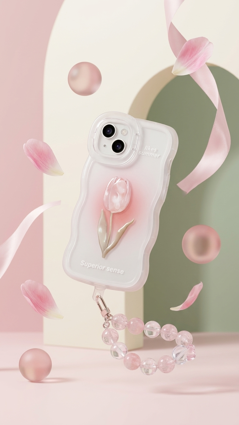 Premium Dual Stand with Charm Tulip iPhone Case