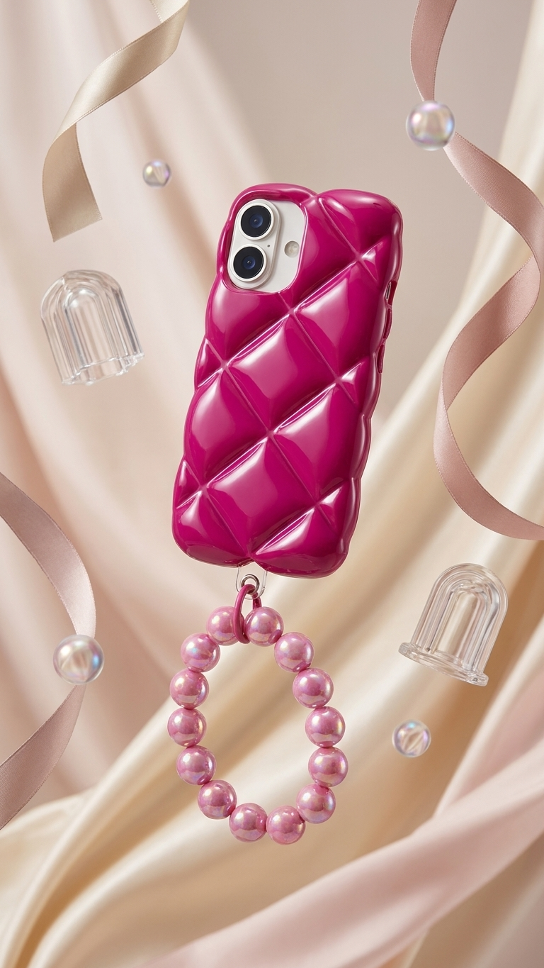 Rose Puff Quilted Chain Case